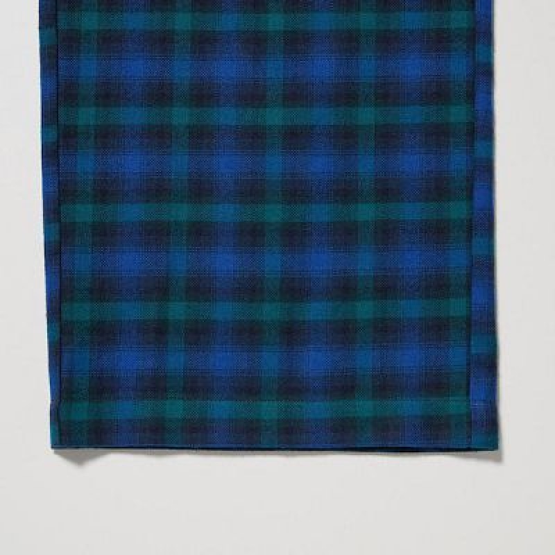 Women Uniqlo Flannel Checked Pants Blue | 3980534