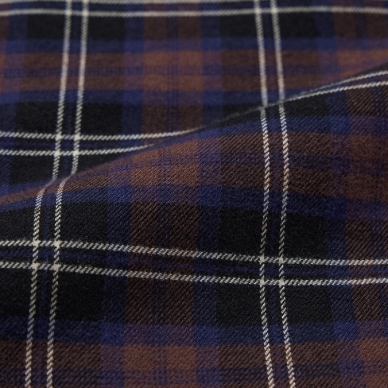 Women Uniqlo Flannel Checked Pants Brown | 6919645
