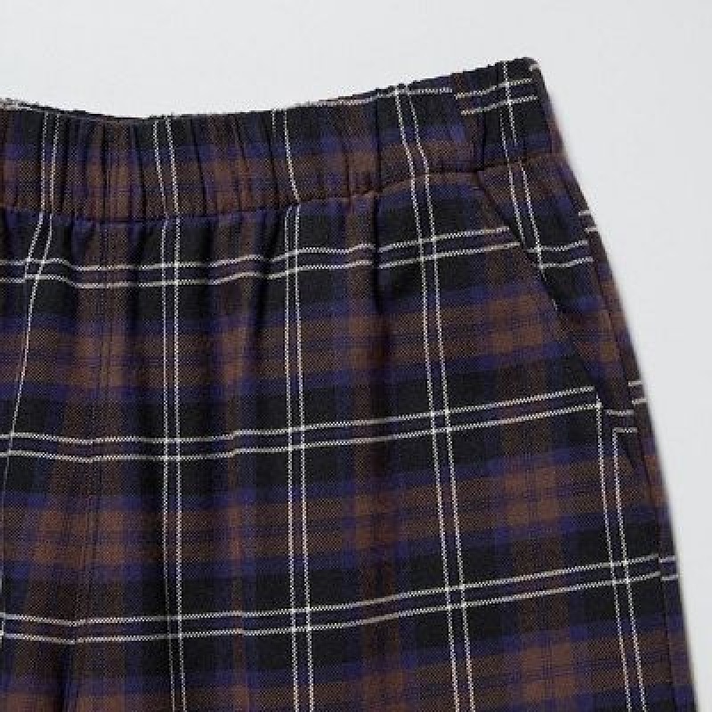 Women Uniqlo Flannel Checked Pants Brown | 766449