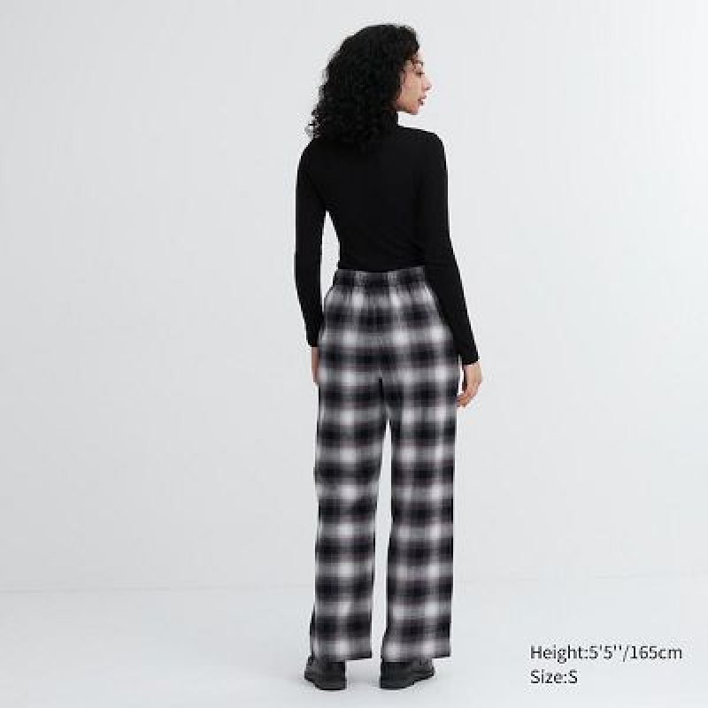 Women Uniqlo Flannel Checked Pants Grey | 5562