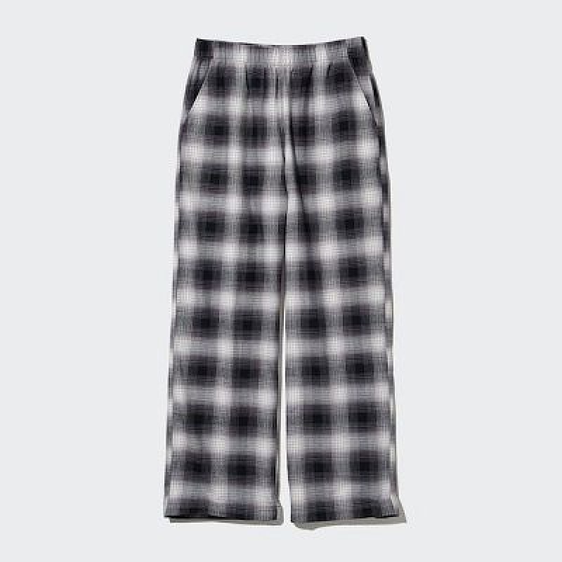 Women Uniqlo Flannel Checked Pants Grey | 5562