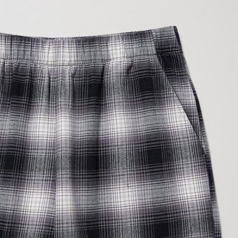 Women Uniqlo Flannel Checked Pants Grey | 5562