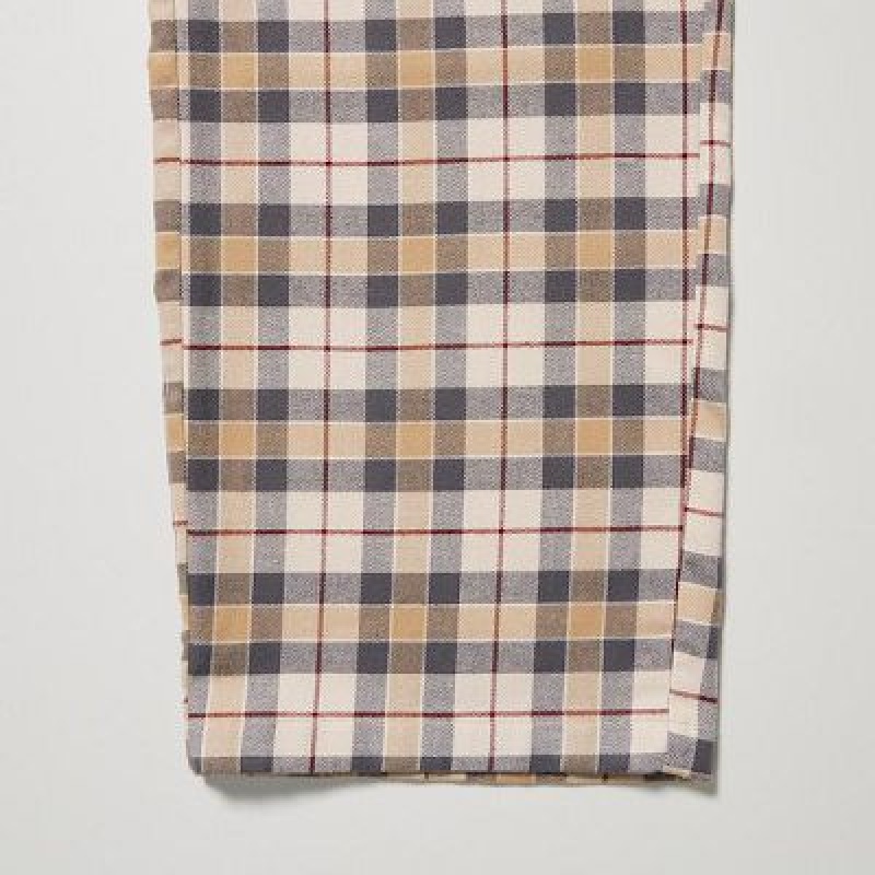 Women Uniqlo Flannel Long-Sleeve Pajamas Beige | 8180902