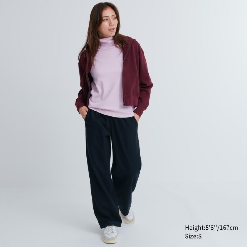 Women Uniqlo Flannel Lounge Pants Black | 8395170