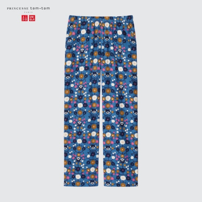 Women Uniqlo Flannel Lounge Pants Blue | 5561327