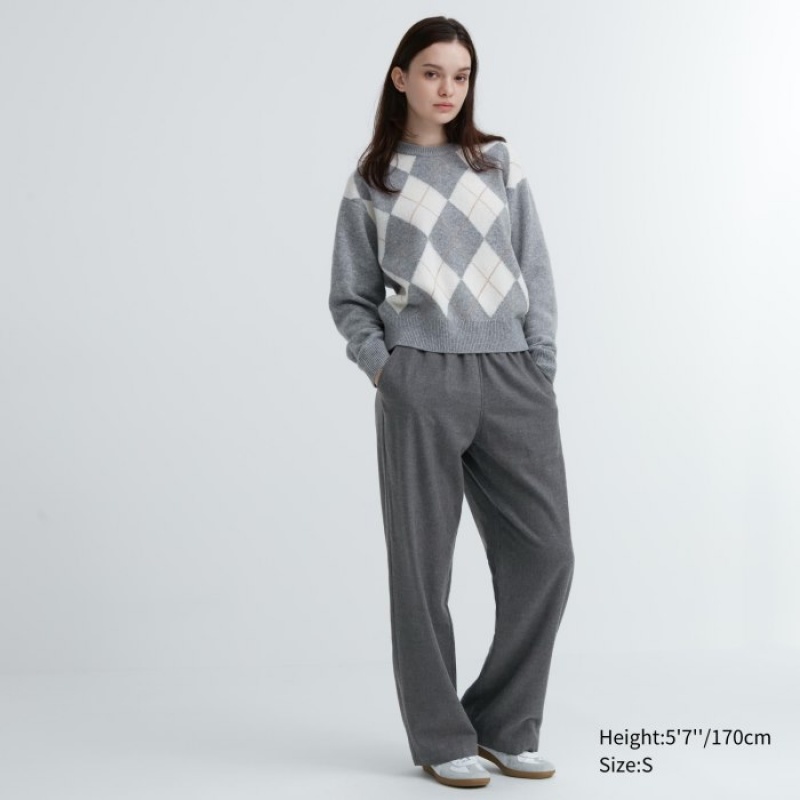 Women Uniqlo Flannel Lounge Pants Grey | 6275023