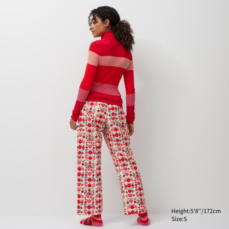 Women Uniqlo Flannel Lounge Pants Red | 3768021