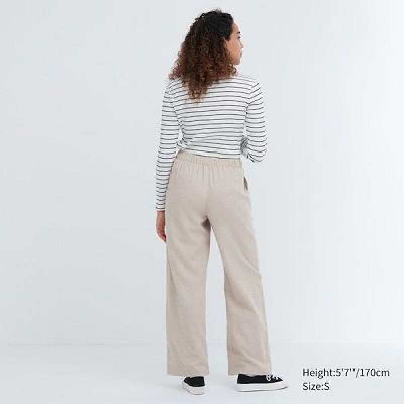 Women Uniqlo Flannel Pants Beige | 9325176