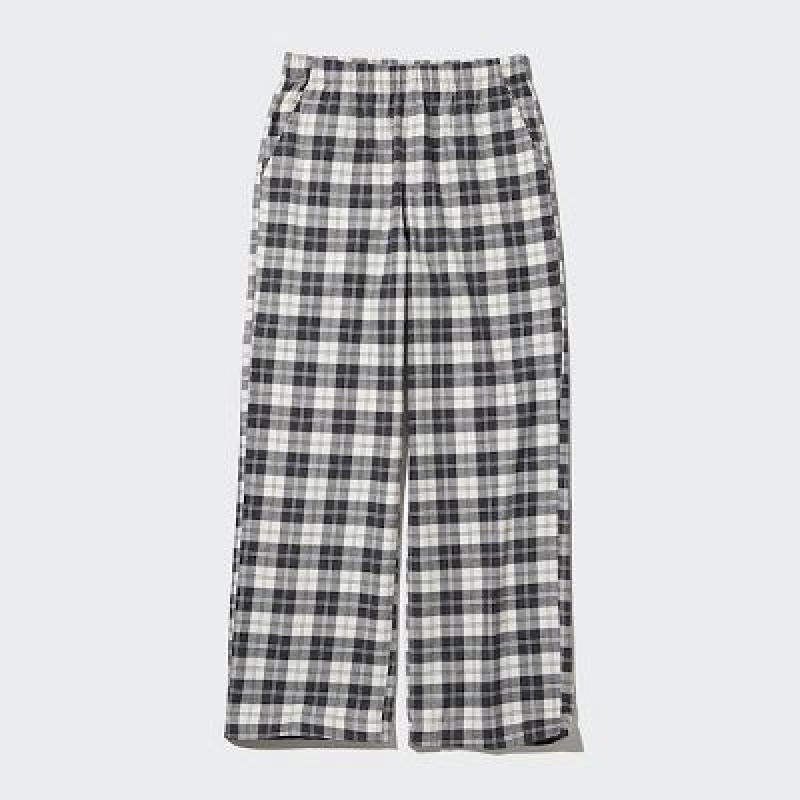 Women Uniqlo Flannel Pants Black | 4491195