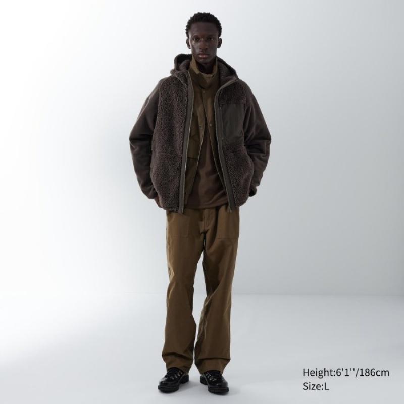 Women Uniqlo Fleece Full-Zip Long-Sleeve Hoodie Brown | 2161226