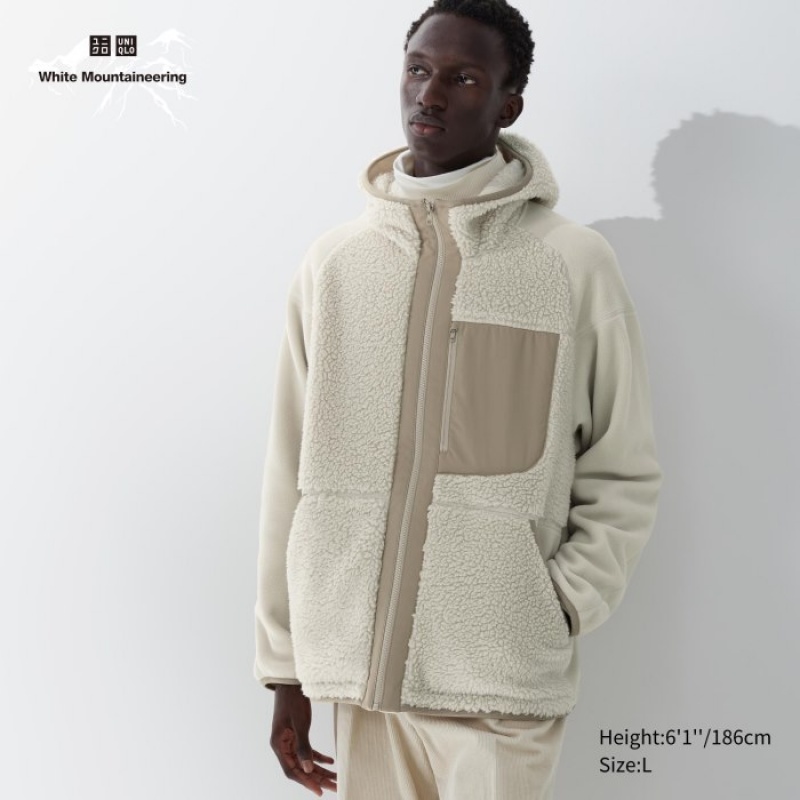 Women Uniqlo Fleece Full-Zip Long-Sleeve Hoodie White | 3584652