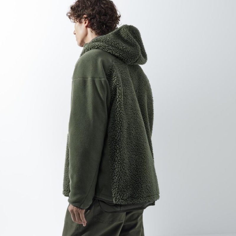 Women Uniqlo Fleece Full-Zip Long-Sleeve Hoodie Green | 6580937