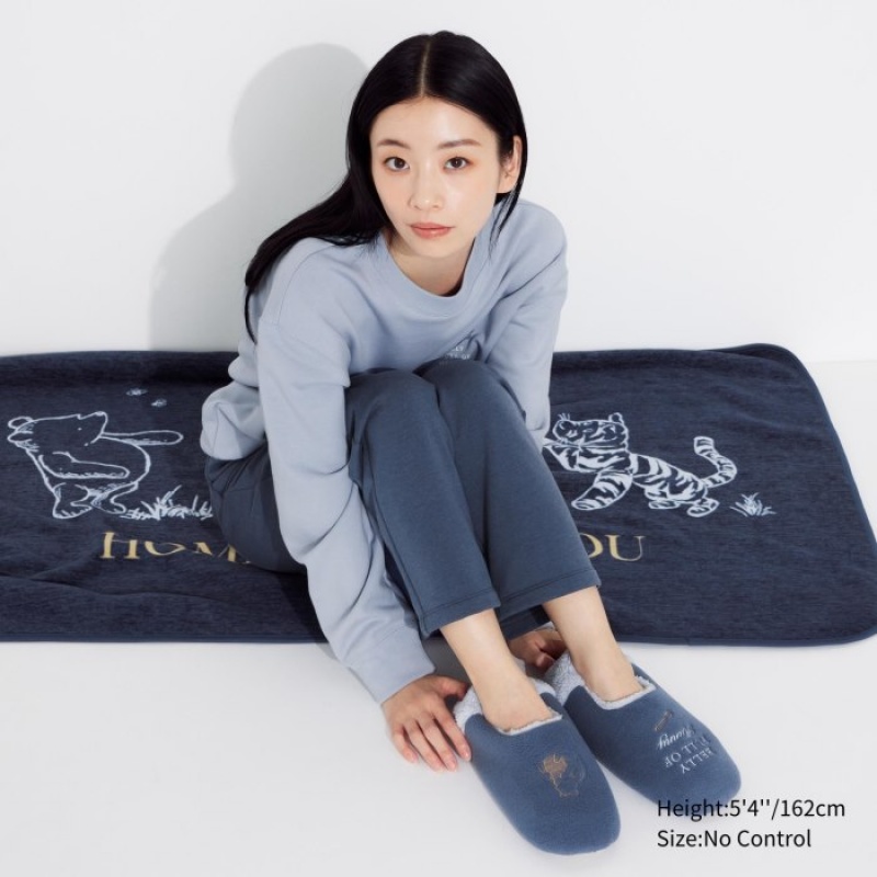 Women Uniqlo Fleece Reversible Blanket Blue | 6402188