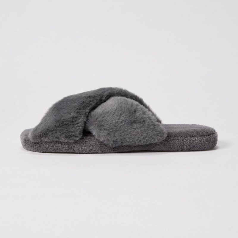 Women Uniqlo Fleece Room Slippers Grey | 4861206
