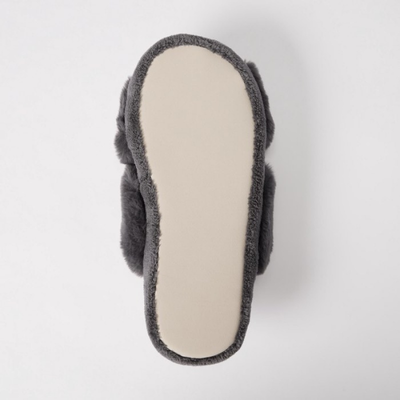 Women Uniqlo Fleece Room Slippers Grey | 4861206