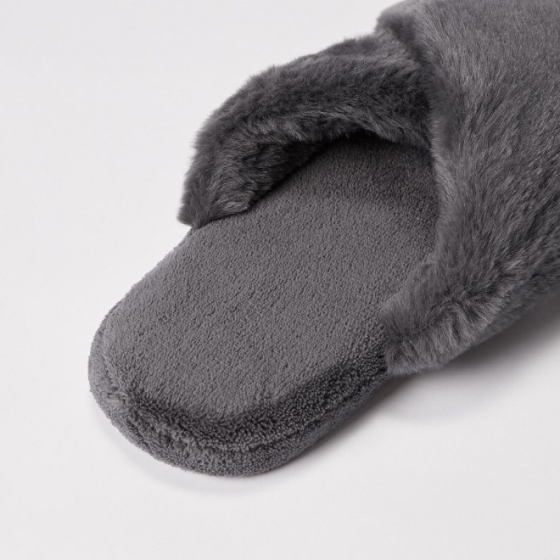 Women Uniqlo Fleece Room Slippers Grey | 4861206