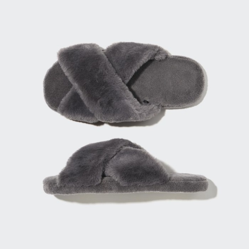Women Uniqlo Fleece Room Slippers Grey | 4861206