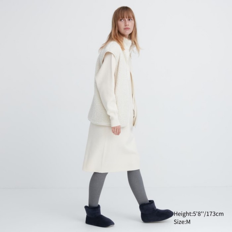 Women Uniqlo Fleece Room Slippers Navy | 3722728