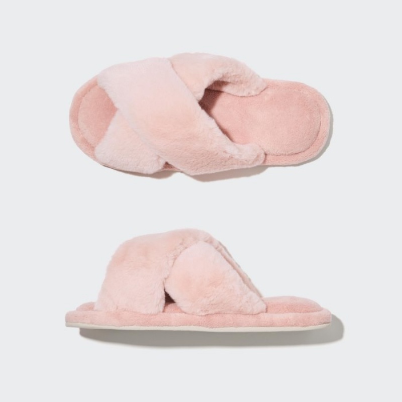Women Uniqlo Fleece Room Slippers Pink | 1967219