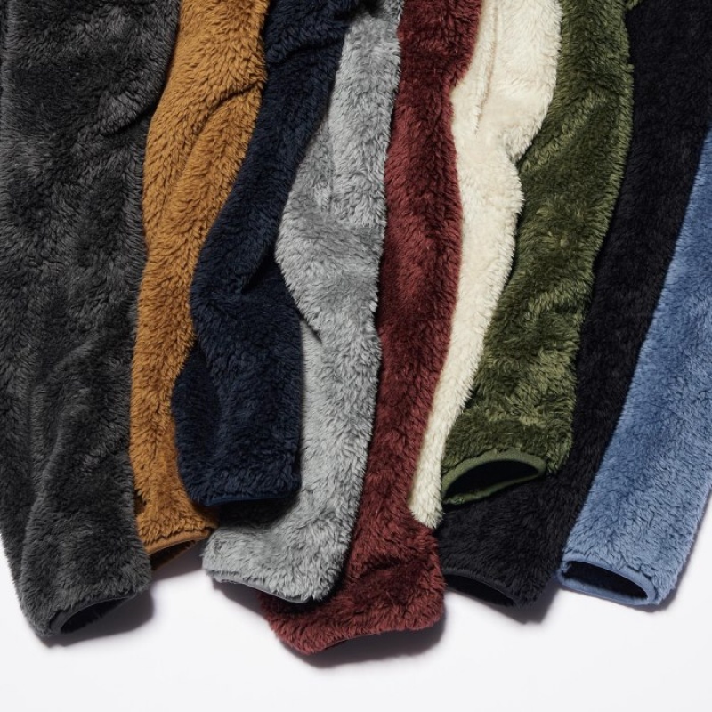 Women Uniqlo Fluffy Yarn Full-Zip Fleece Grey | 2239051