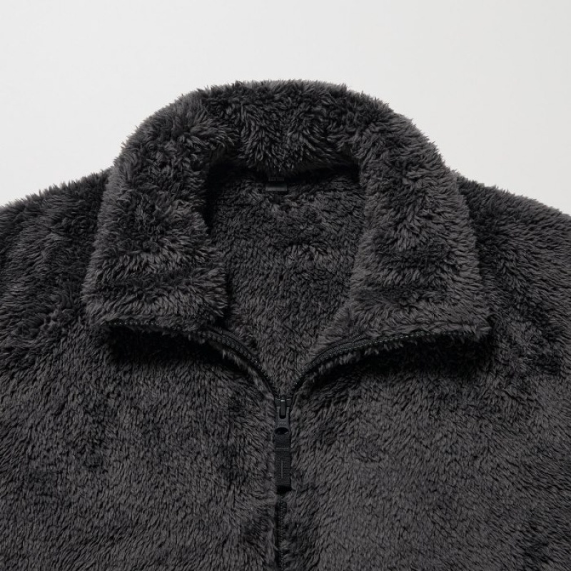 Women Uniqlo Fluffy Yarn Full-Zip Fleece Black | 986772