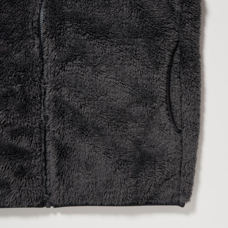 Women Uniqlo Fluffy Yarn Full-Zip Fleece Black | 986772