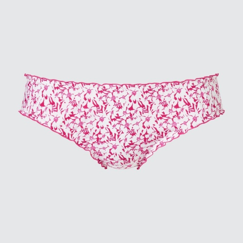 Women Uniqlo Frilled Mid-Rise Briefs Pink | 7763434
