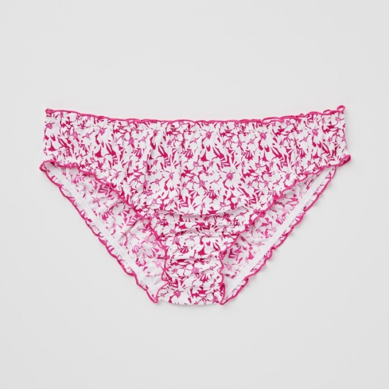 Women Uniqlo Frilled Mid-Rise Briefs Pink | 7763434