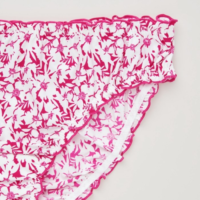 Women Uniqlo Frilled Mid-Rise Briefs Pink | 7763434