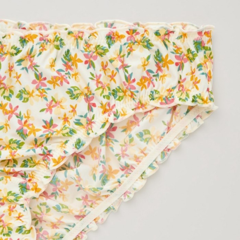 Women Uniqlo Frilled Mid-Rise Briefs Yellow | 7871712
