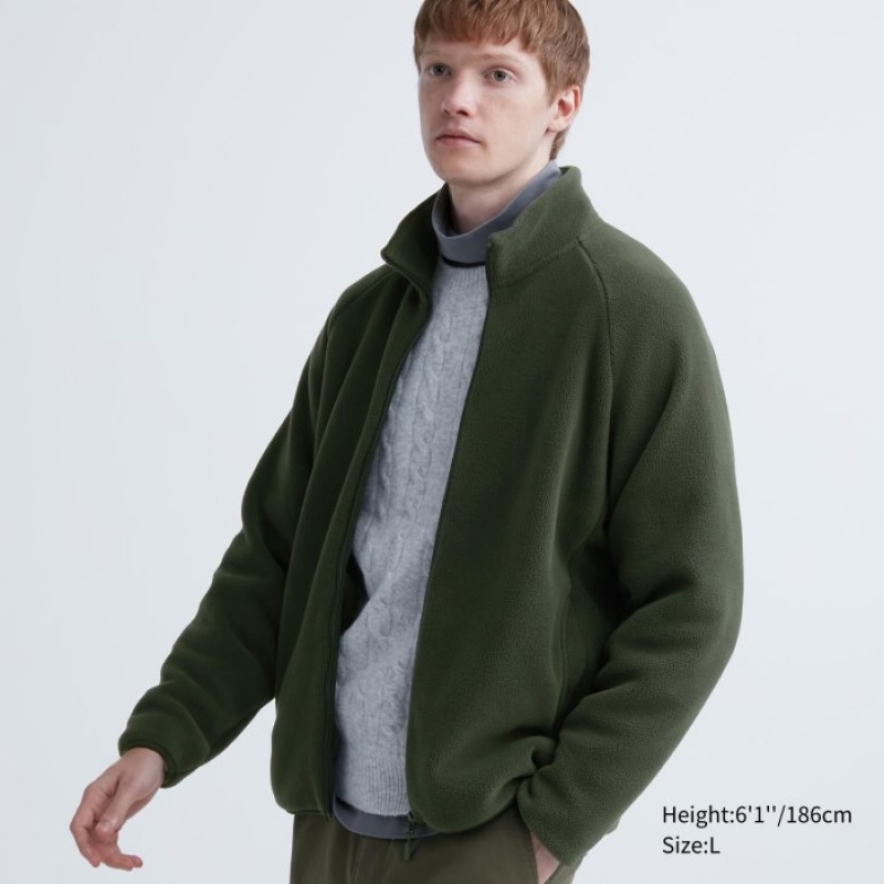 Women Uniqlo Full-Zip Fleece Olive | 9288269