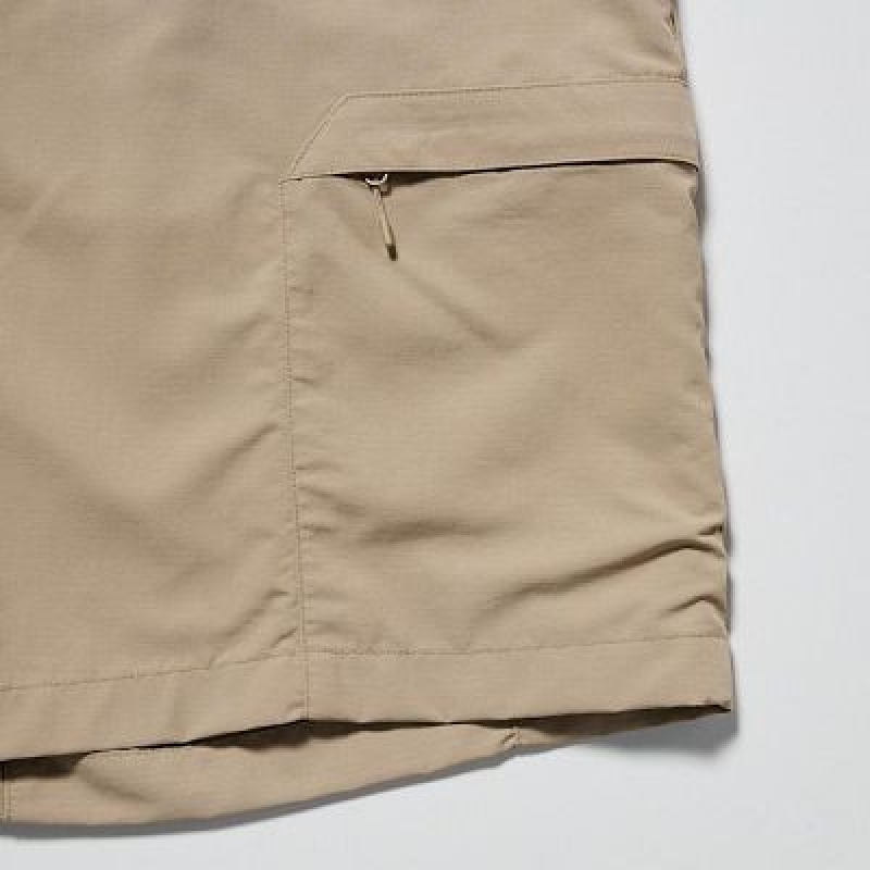 Women Uniqlo Geared Shorts Beige | 6555426