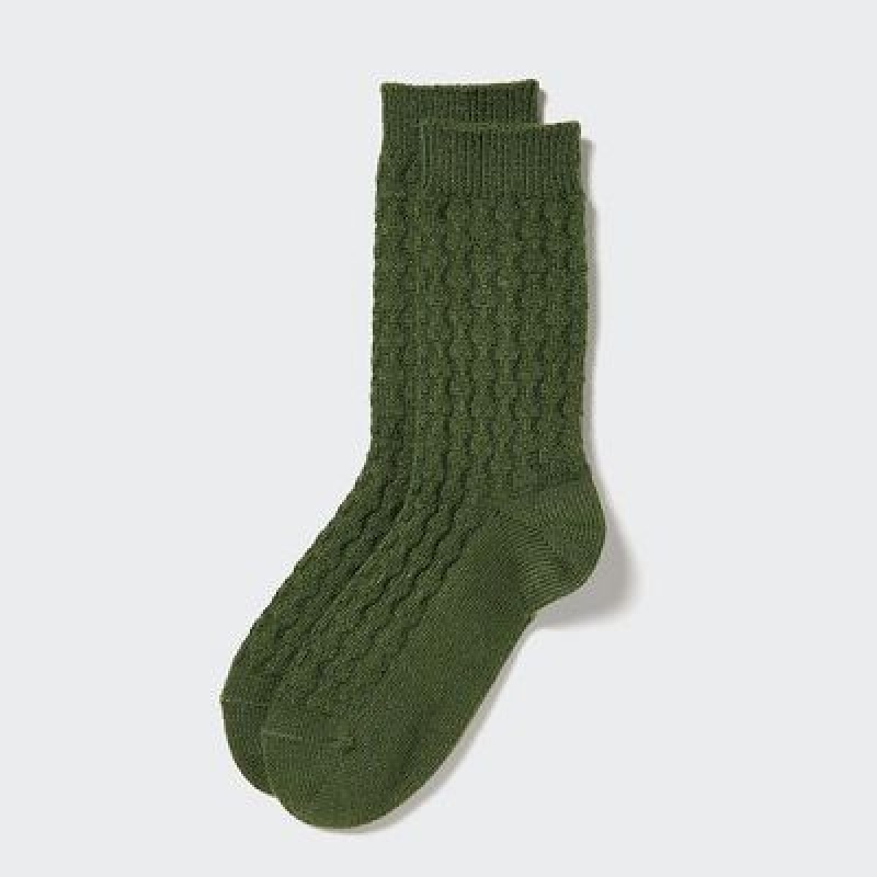Women Uniqlo HEATTECH Cable Socks Green | 2327726
