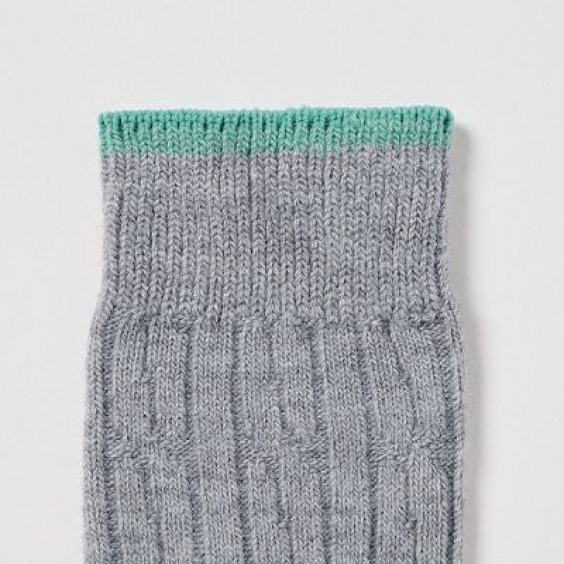 Women Uniqlo HEATTECH Cable Socks Grey | 1669470