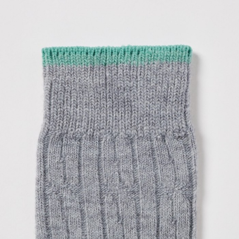Women Uniqlo HEATTECH Cable Socks Grey | 6240787