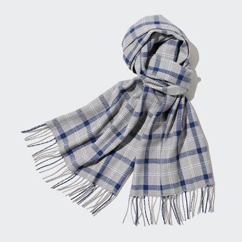 Women Uniqlo HEATTECH Checked Scarves Grey | 515248