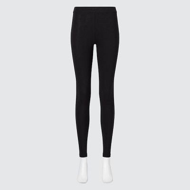 Women Uniqlo HEATTECH Cotton Leggings Black | 5079956