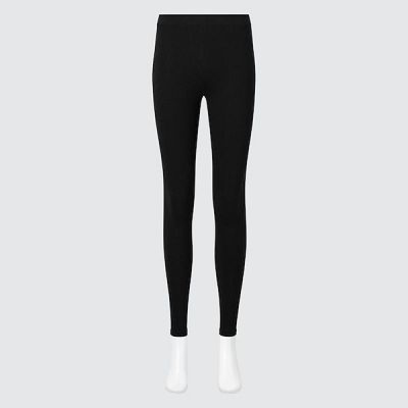 Women Uniqlo HEATTECH Cotton Leggings Black | 351255