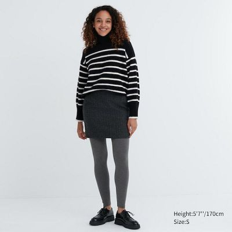 Women Uniqlo HEATTECH Cotton Leggings Grey | 2652883