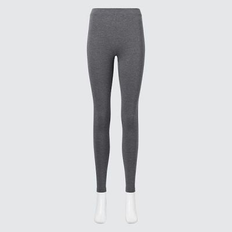 Women Uniqlo HEATTECH Cotton Leggings Grey | 7037686
