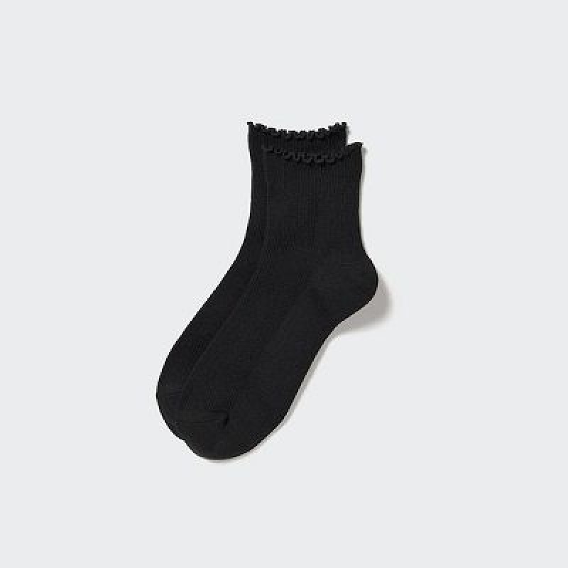 Women Uniqlo HEATTECH Crew Mellow Socks Black | 1981097