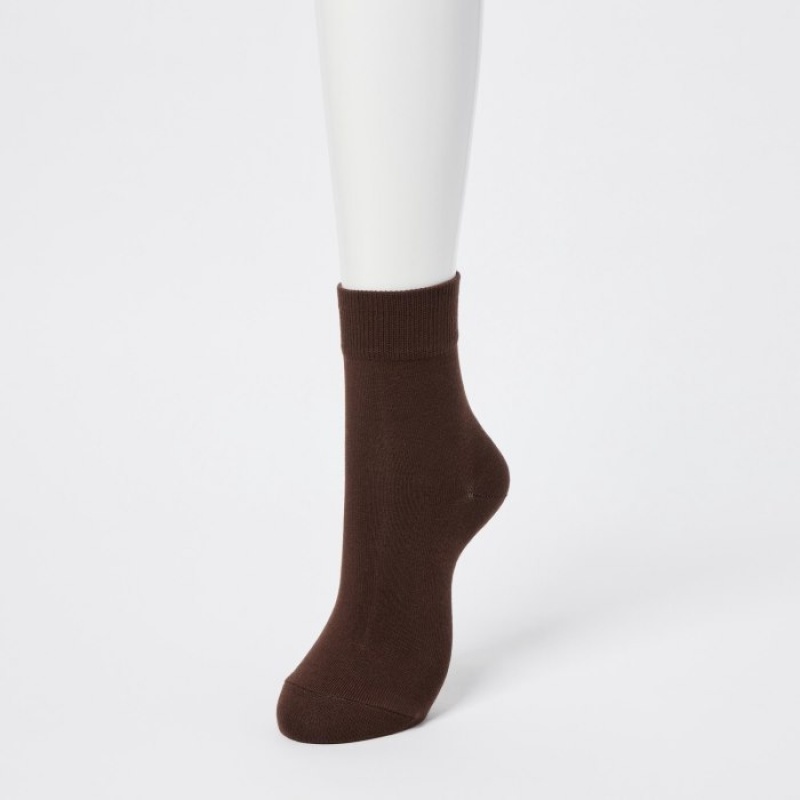 Women Uniqlo HEATTECH Crew Relax Socks Brown | 7723412