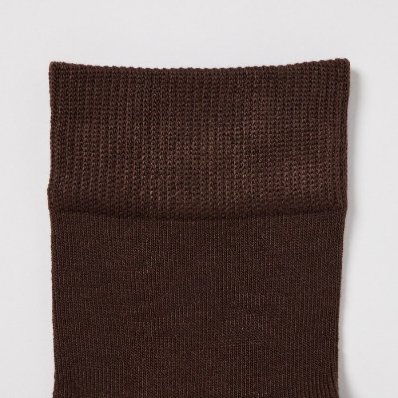 Women Uniqlo HEATTECH Crew Relax Socks Brown | 7723412