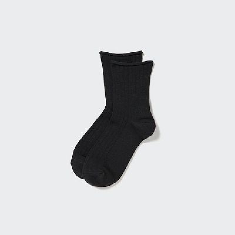 Women Uniqlo HEATTECH Crew Socks Black | 9219829