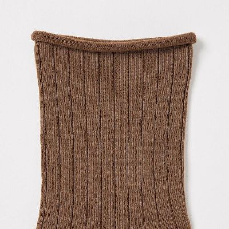 Women Uniqlo HEATTECH Crew Socks Brown | 4531343