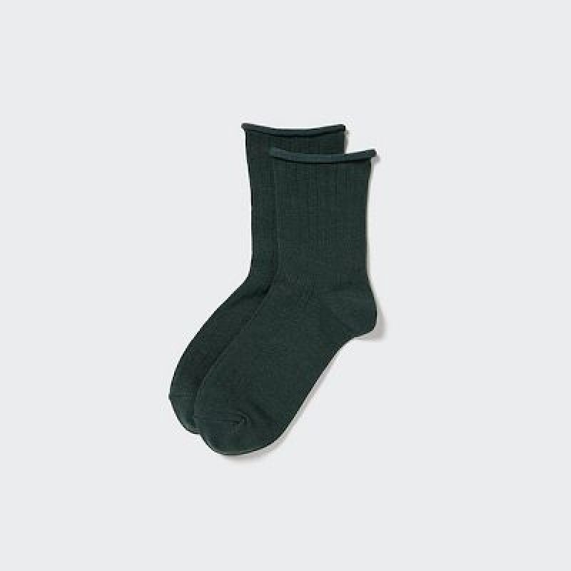 Women Uniqlo HEATTECH Crew Socks Green | 4128551