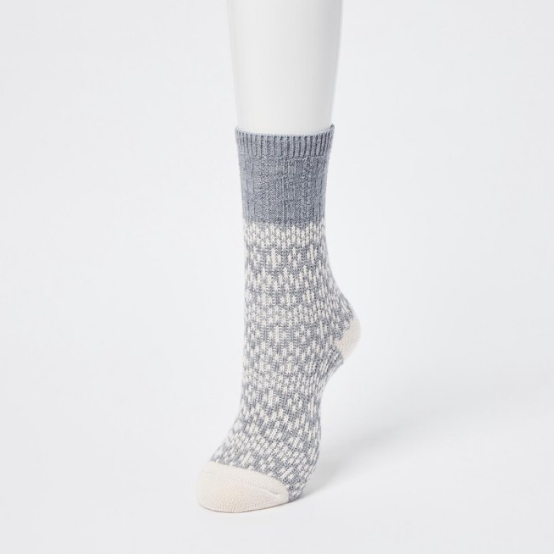 Women Uniqlo HEATTECH Fair Isle Socks Grey | 63756