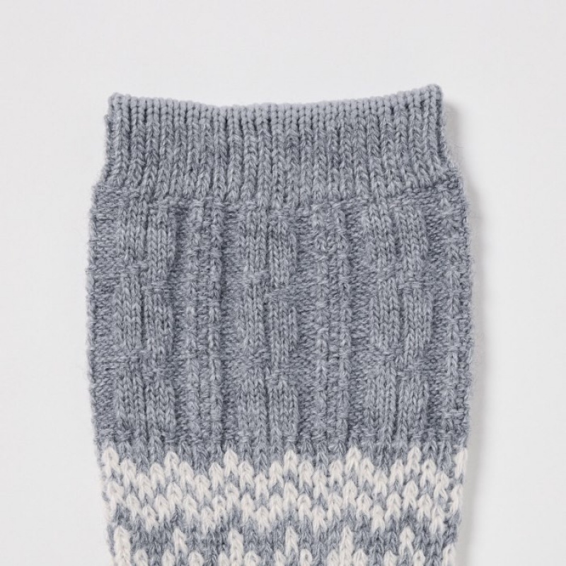 Women Uniqlo HEATTECH Fair Isle Socks Grey | 63756