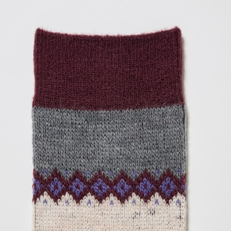Women Uniqlo HEATTECH Fair Isle Socks Purple | 1239563