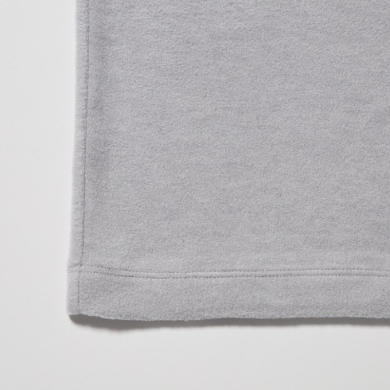 Women Uniqlo HEATTECH Fleece Crew Neck Long-Sleeve T Shirts Grey | 1506234
